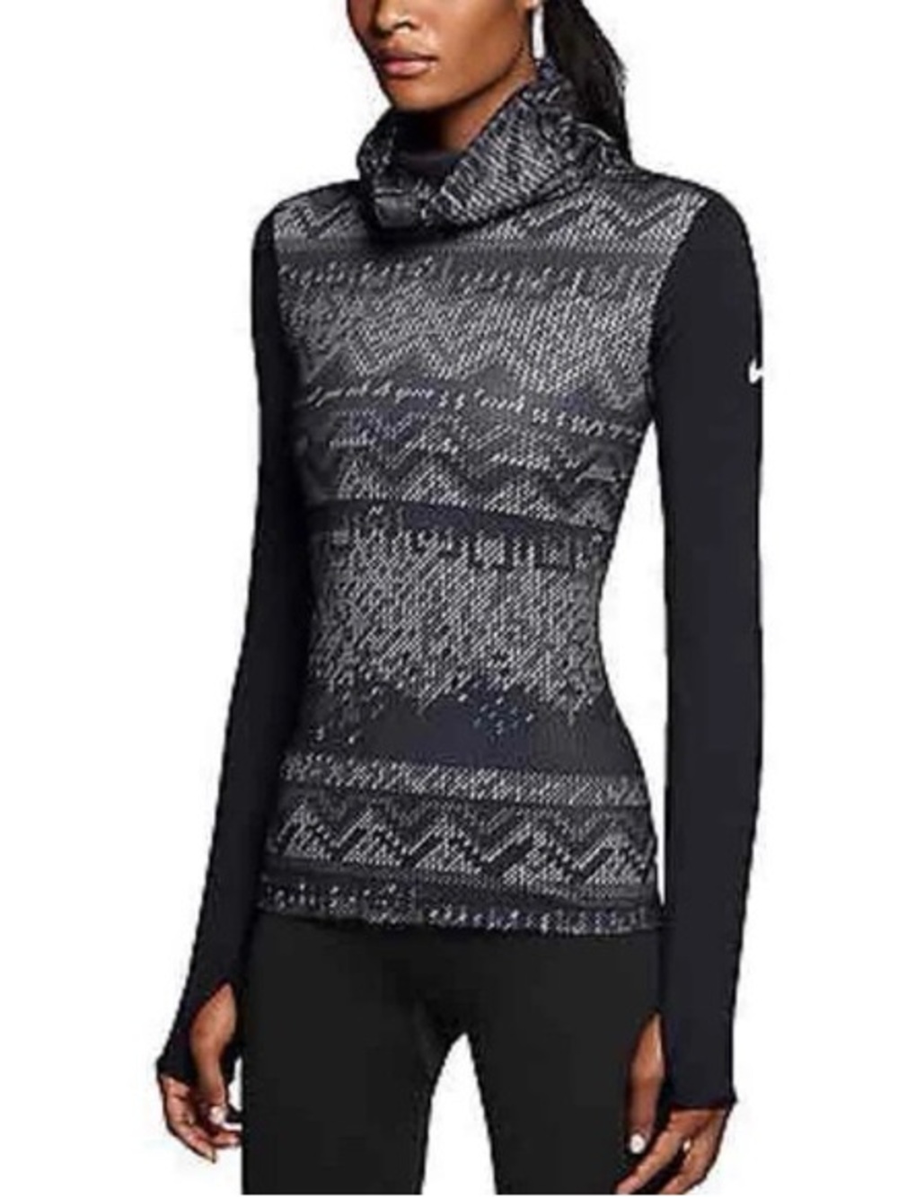 Nike Pro Hyperwarm Shirt Women's Small Purple Long Sleeve Turtleneck Top Aztec